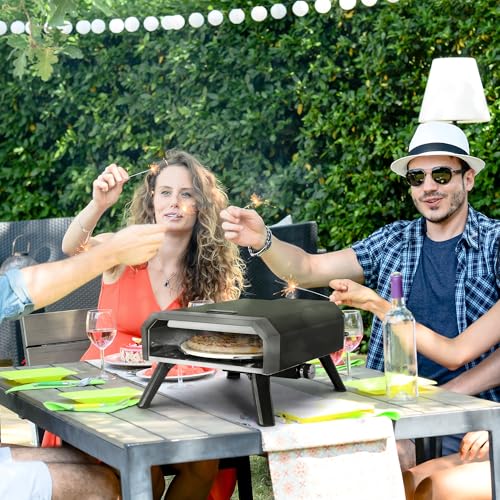 Royal Gourmet Pizzaofen Kompakt Gas-Pizzagrill inkl. Pizzastein 4 kW Gasofen mit Gasschlauch & Regler Backofen mit Klappbeinen für Outdoor Camping