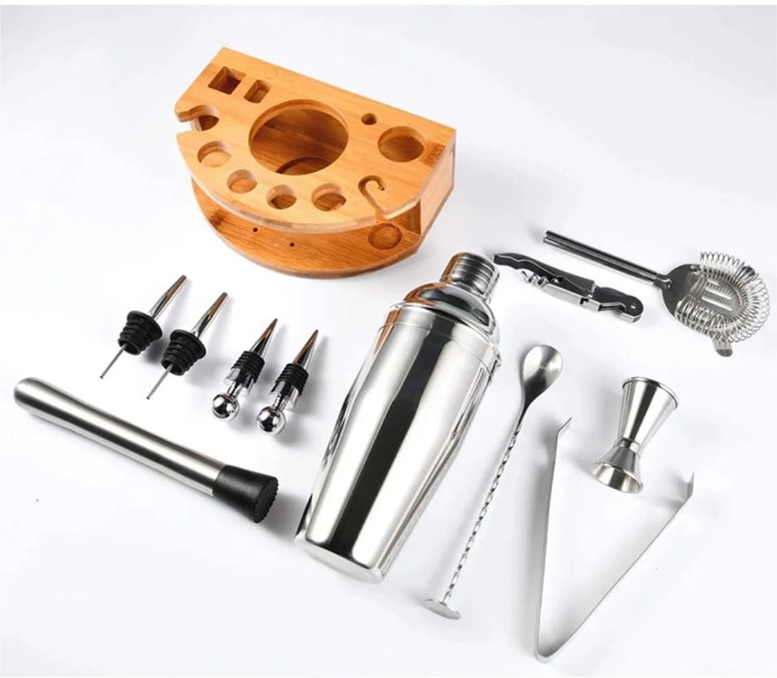 Cocktail Shaker Set Barkeeper-Set, Cocktail-Shaker-Set Von Getränkemixer-Set Mit Bar-Werkzeugen, Stößel, Rührlöffel Partys Feiertage(A)