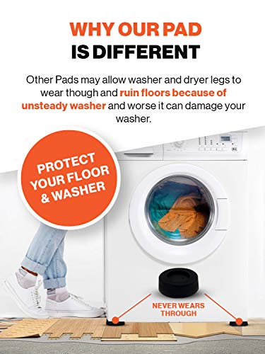 SlipToGrip Washer Dryer BE QUIET Non Vibration Pads - Stainless Insert Never Wears Out - Anti Slip Pads - PATENTED (8 Pack) - Thumbnail 2