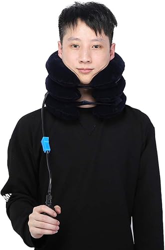 Almohada para el dolor de cuello, instrumento de tracción cervical ergonómico portátil para el hogar, cuello de almohada de cuello inflable, para