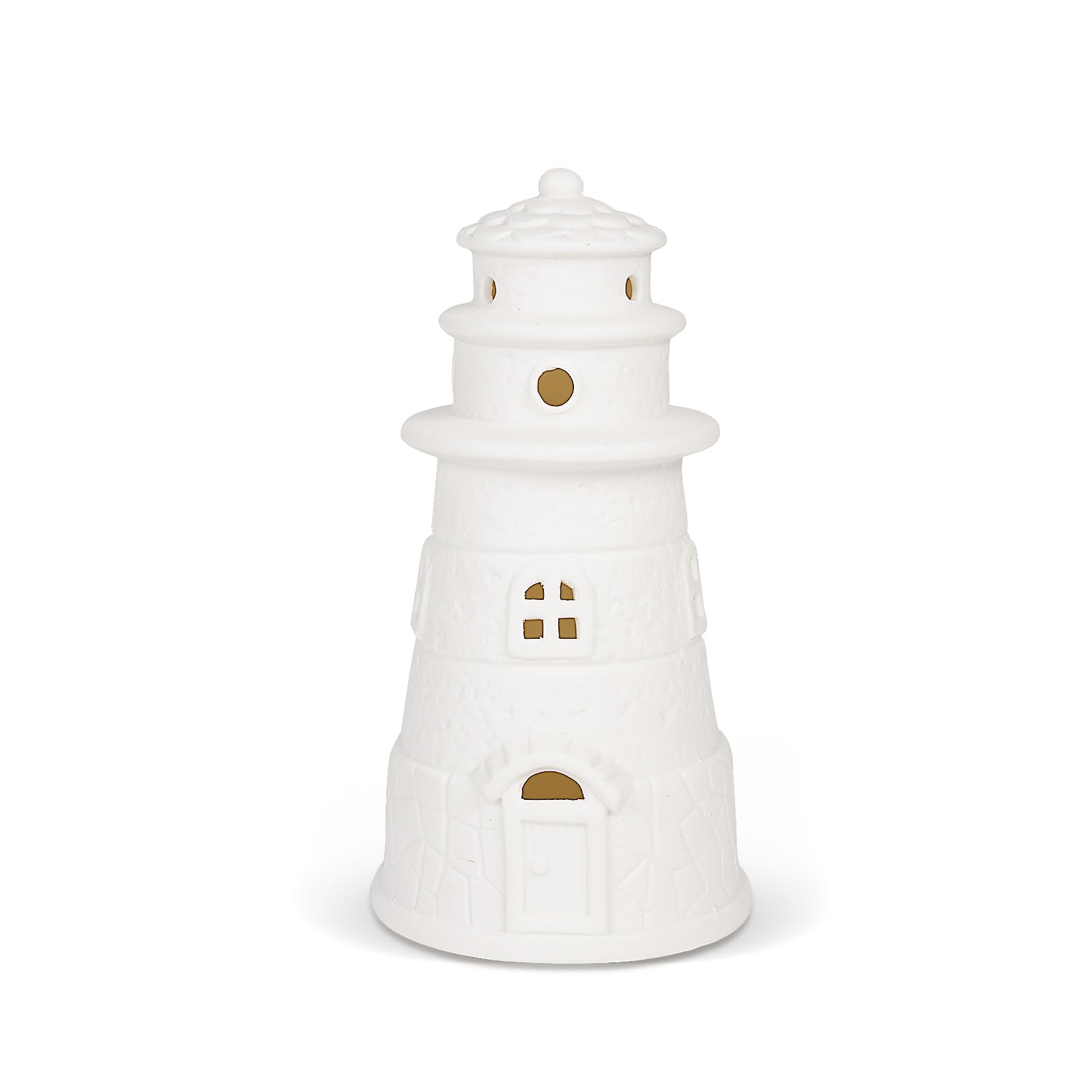 ROSYCOUD White Ceramic Lighthouse Statue Lamp - Light House Book Shelf Decor Aesthetic,Beach Themed Room Decor,Nautical Coastal Ocean Decor for Home Bedroom Bathroom Living Room