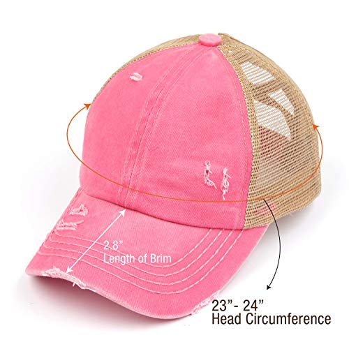 Image of C.C Exclusives Hatsandscarf Washed Distressed Cotton Denim Ponytail Hat Adjustable Baseball Cap (BT-13)