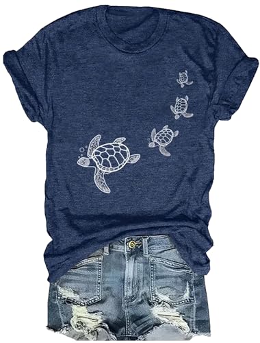 On Cruise Time Coconut Tree & Anchor T Shirts Women Casual Cruising Family Vacation Shirts Summer Beach Party Tees Tops, Navy Blue2, S