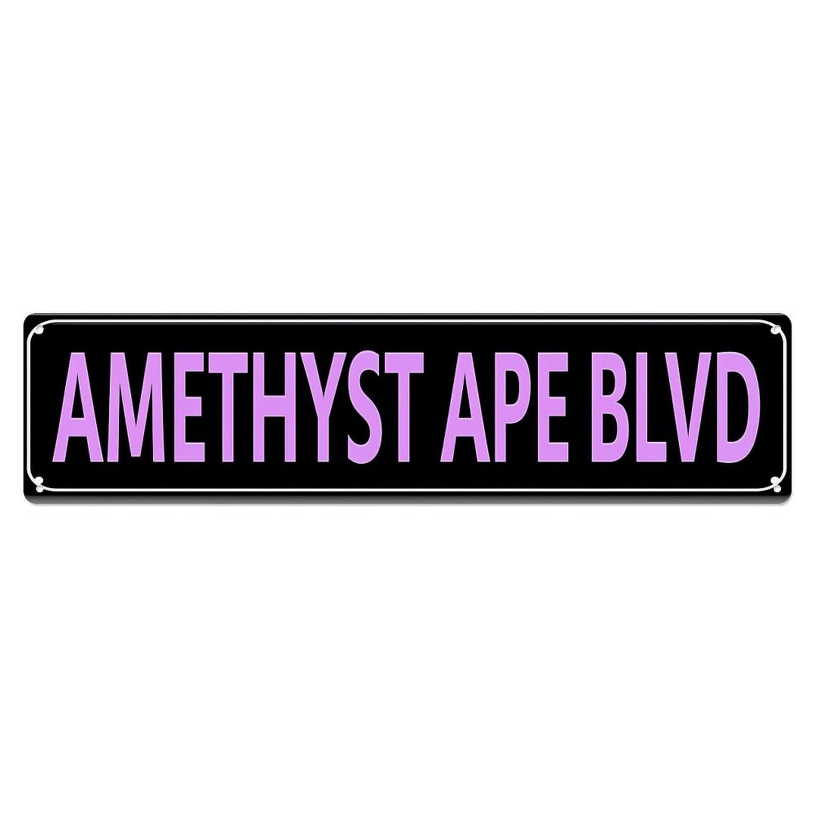 Jdyaojiesheng Vintage Amethyst Ape Blvd Sign Tin Sign Retro Metal Wall Decor Metal Poster, Home Bar Garage Farmhouse Cafe Wall Art Decoration 4X16inch