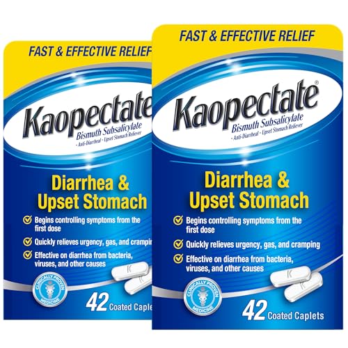 Kaopectate Multi-Symptom Anti-Diarrheal & Upset Stomach Reliever 42 Caplets (Pack of 2) Anti Diarrhea Caplets