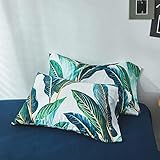 Leaves Print Floral Pillowcases Standard King Luxury Pillow Shams Smooth Egyptian Cotton Pillow Covers Home Decorative Pillowcases for Girls Adults, Buttons Closure, (2 Pieces, 20'×36')