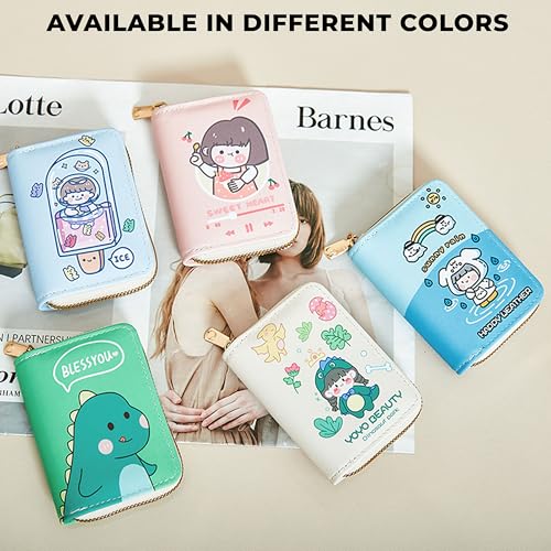 Image of Kraptick Card Holder Wallet - Slim Credit Card Holder, Visiting Card Organizer, Multi Slot Pocket Card Wallet with Secure Closure, Compact Travel Card Case (Dino Print)