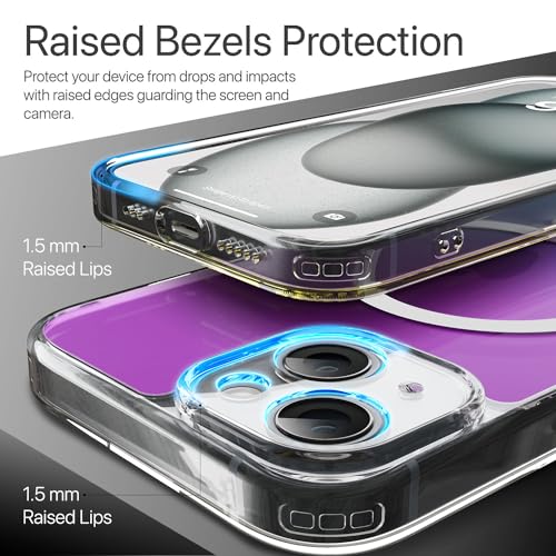 Image of Vaku Luxos TPU Eternity Magpro Back Cover Case For iPhone 15 Scratch Resistant Slim Fit Protective Design Military-Grade Protection Compatible With Mag-Safe Wireless Charging-Blue & Purple