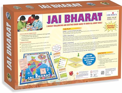 Image of Creative's Jai Bharat | Family Board Games | Educational Geography |Expedition Across The India | Board Game | Knowledge of India and Cities with India Map Board Games | Ages 8 & Up