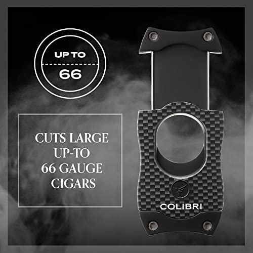 Colibri S-Cut Cigar Cutter, Carbon Fibre Pattern, Classic Straight Cut, Up-to 66 Ring Gauge Cigars, Non-Stick Coating - Image 2