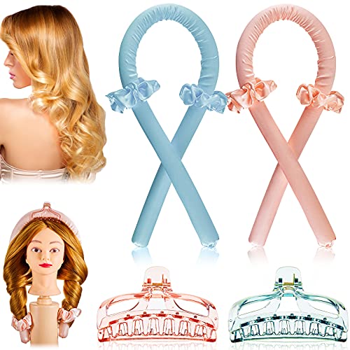 4 Pieces Heatless Rod Headband Lazy Curler Set No Heat Curls Hair Rollers Sleeping Soft Headband Soft Foam Hair Rollers for Women Girls DIY Hair Styling