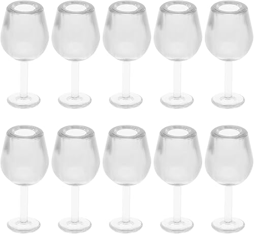 Toddmomy 10 copas de vino 1 12 casas de muñecas, mini copas de vino de casa de muñecas, copas de vino tinto en miniatura para casa de muñecas,