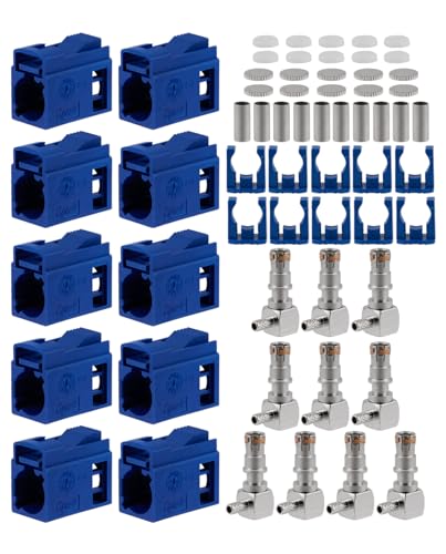 Vecys 10PCS Fakra C Female Crimp Connectors Fakra C Female Right Angle Blue Connector Coding Crimp for RG316 RG174 LMR100 Cable - Image 4