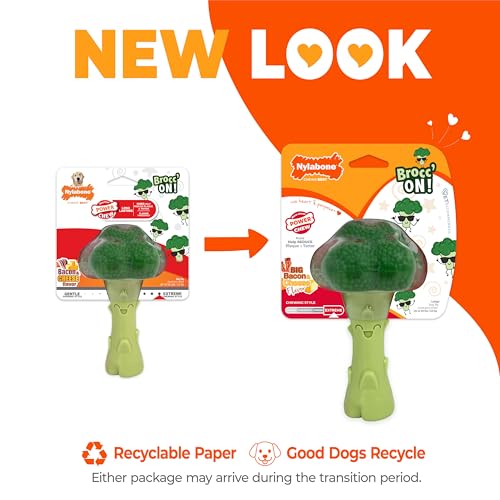 Nylabone Broccoli Power Chew Toy for Dogs, Dog Toys for Aggressive Chewers, Bacon & Cheese Flavor, Large Dogs - Up to 50 lbs, 1 Count - Image 4