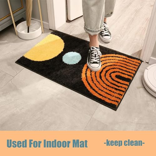 Image of AAZEEM Mat Rugs Non-Slip Abstract Bath Rugs Cute Mat Washable for Tube|Rectangular Door Mat for Home |Drawingroom |Easy Clean Indoor and Outdoor Floor Mat |Super Absorbent |Yellow|16 inchx24 inch & 20 inchx32 inch |
