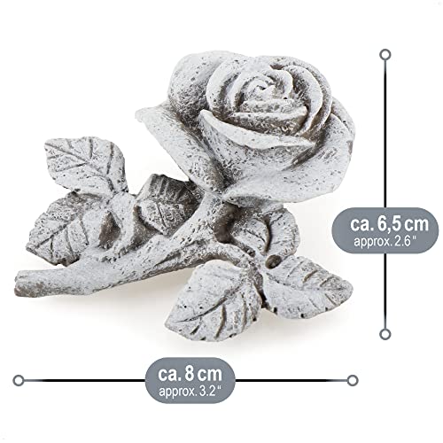 com-four® 2X Grabdekoration Rose - Gedenkstein der Hoffnung und Reinheit - Blumen-Trauerstein - wetterfester Grabschmuck - Gartendekoration in Steinoptik - Erinnerungsstein (2 Stück - Rose)