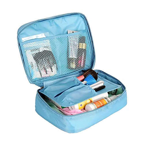 Waymore Multi Functional Cosmetic Bag Shaving Bag Toiletry Bag Portable Makeup Pouch Waterproof Travel Organizer Bag for Men Women Girls Travel (Blue)