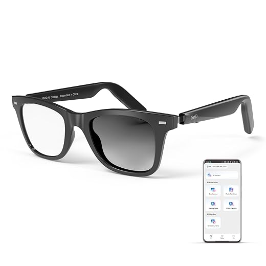 GetD AI Glasses for Men & Women, Smart Glasses Powered by ChatGPT, AI Real-time Translation with 145 Languages, 11H Music Play, Bluetooth Glasses with Photochromic Lens for Daily Use, Travel