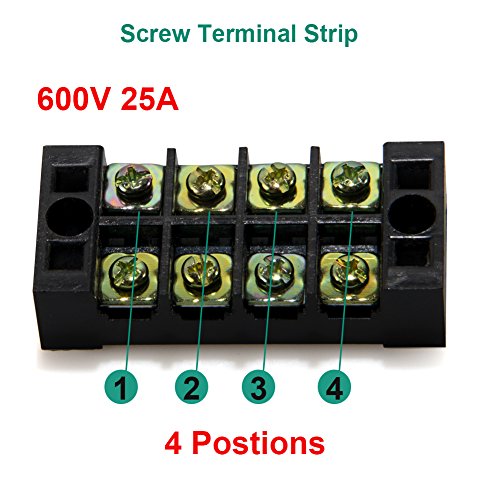Image of 12pcs (6 Sets) 4 Positions Dual Row 600V 25A Screw Terminal Strip Blocks with Cover + 400V 25A 4 Positions Pre-Insulated Terminals Barrier Strip Black & Red by MILAPEAK