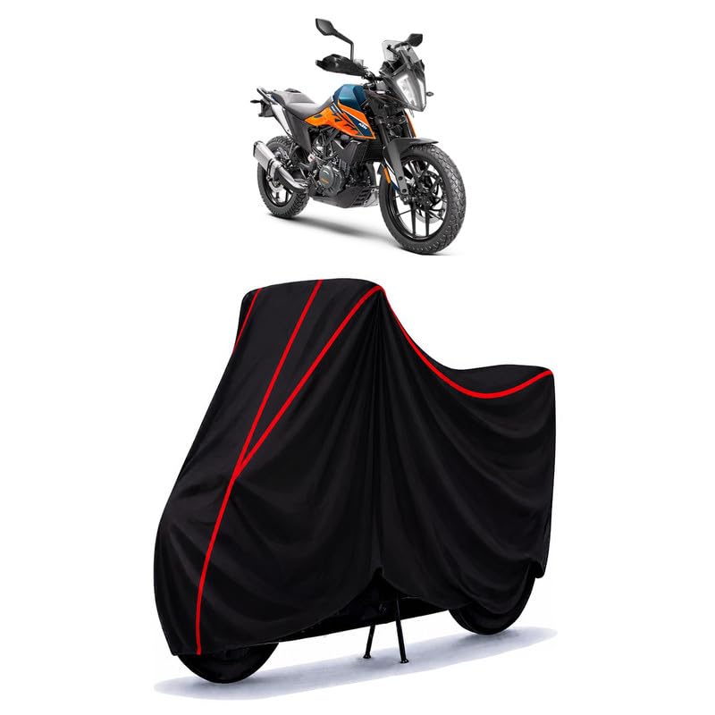 Image of KTM 390 Adventure X Water Resistant Bike Cover for All Motorcycles & Rain | Heavy Duty Taffeta Fabric | UV Protection, Dustproof, Scratchproof | All Weather Two Wheeler Body Cover with Elastic Bottom