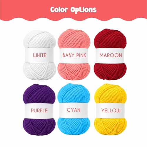 Image of Nibras DIY Crochet Kit for Beginners | Complete Crochet Supplies with Acrylic Yarn, Hook, Needle & Accessories (Set of 6 Yarn)