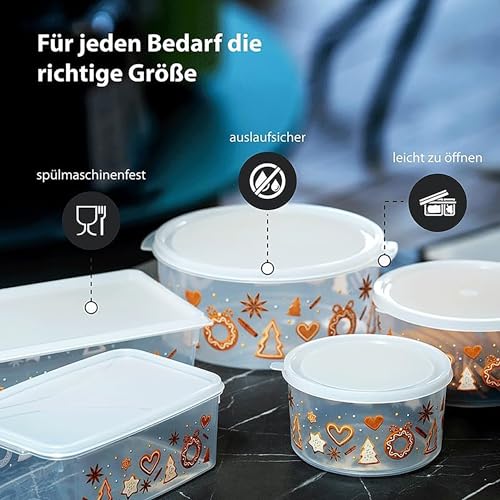 MiraHome Keksdosen 2er Set transparent mit Winterdorf-Design 5L – Rechteckige Plätzchendosen – Ideal als Keksdose für Weihnachten – Plätzchendose für die Weihnachtszeit