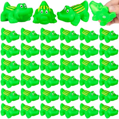 18 pcs Rubber Alligator Bath Toy Mini Plastic Crocodile Float Squeak Toy Bathtub Toys Bulk for Birthday Baby Shower Christmas Halloween Pool Party Supplies