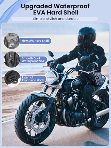 KEEPIFY wasserdichte Motorrad Beintasche, Oberschenkeltasche für Herren & Damen mit Erweiterbarem Stauraum, Verstellbare Beinriemen, Praktische Tasche für Motorrad & Fahrrad, Schwarz