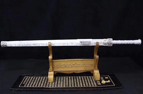 Miniatura 2 de Espada china, Han jian (hoja de acero al carbono medio, aleación, vaina blanca) longitud 41 pulgadas