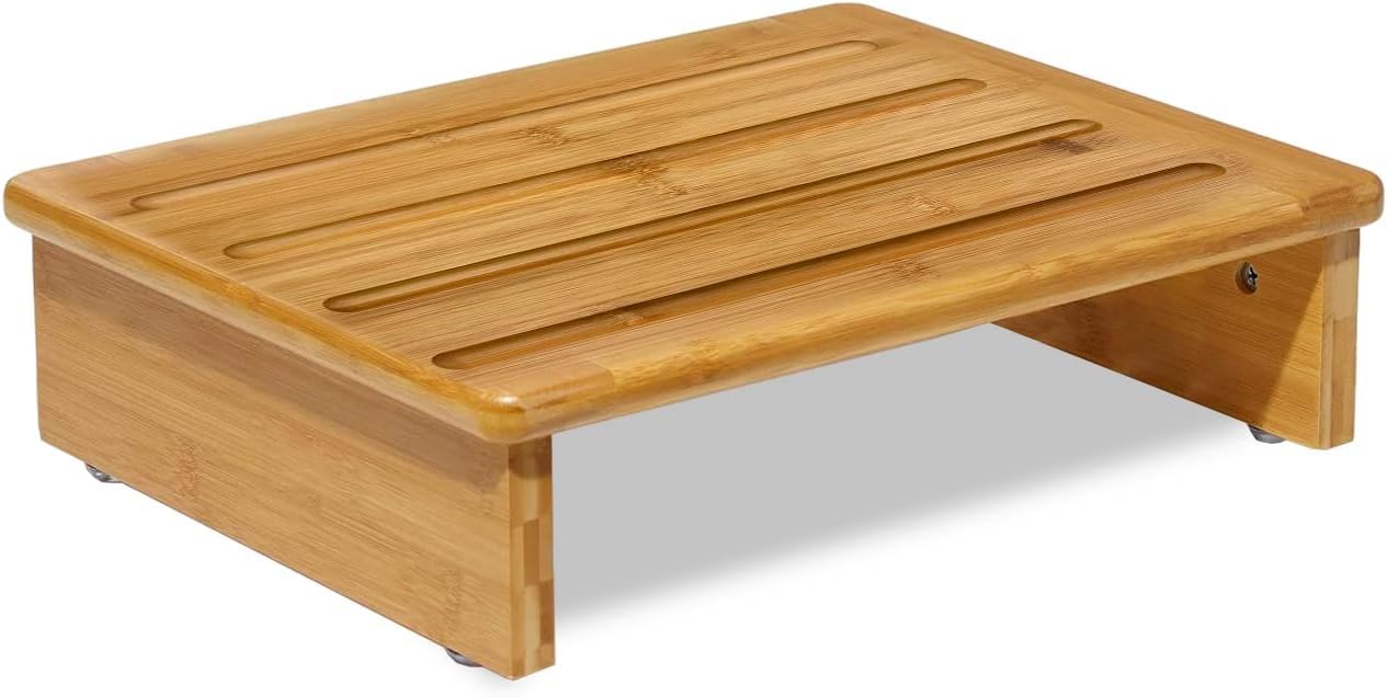 Carpentray Step Stool Wood One Step Stool Half Step Stool Stepping Stool Foot Stool Natural Color with Solid Wood for Stairs Bed Kitchen Bathroom Cars for Adults Seniors and Kids Training-image-44
