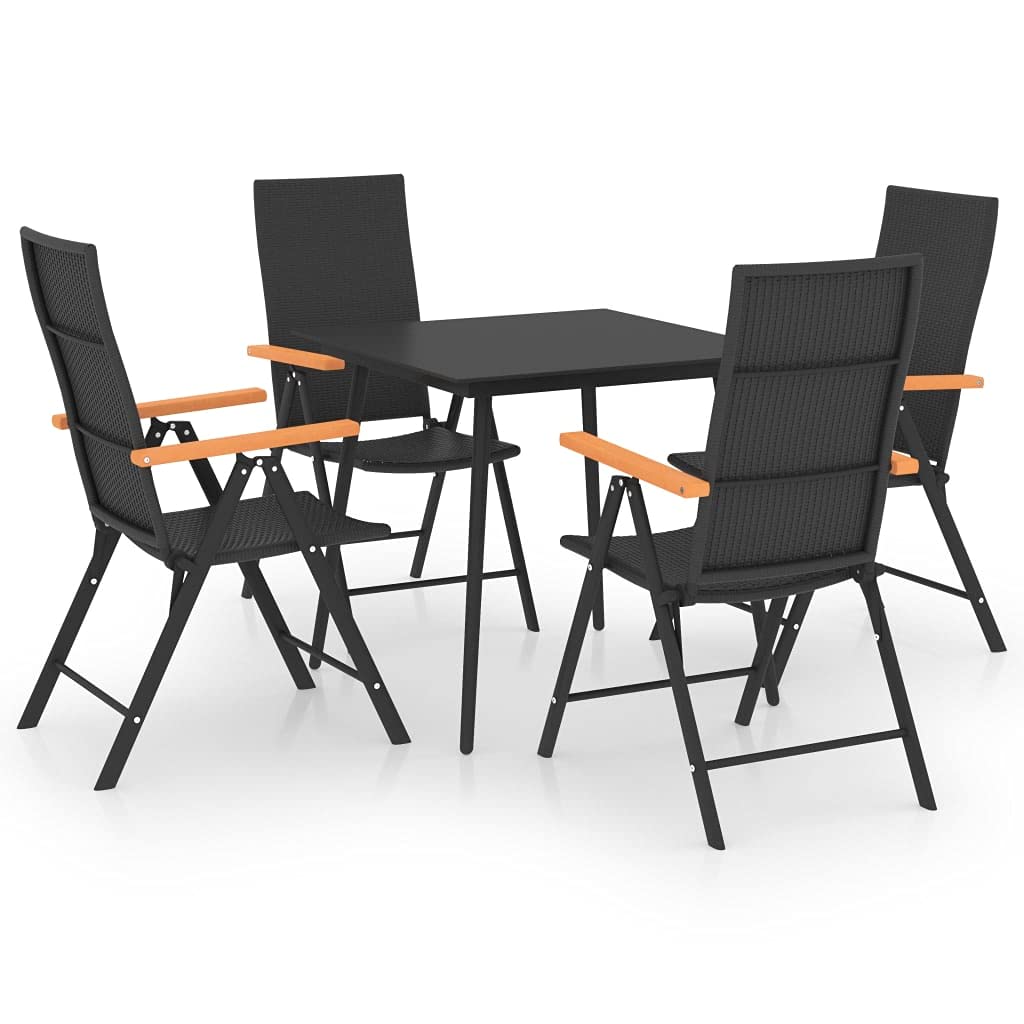 Terrassenmöbel Gartensofa Möbelsets Gartenlounge Set Loungemöbel 5-TLG. Garten-Essgruppe Schwarz und Braun