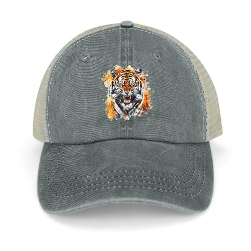 Watercolor Tiger Classic Baseball Mesh Back Cap Golf Dad Hat Adjustable Snapback Hats for Men Women