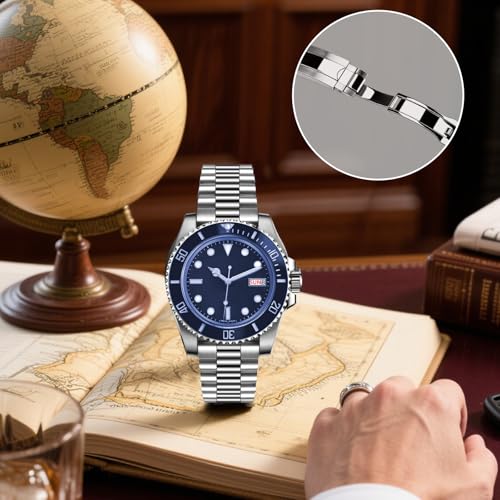 Image of Juntan Screw-in Stainless Steel Watch Band 20mm 21mm 22mm for Men Women, Curved End Straight End Metal Watch Strap with Oyster Buckle, Taperd Replacement Jubilee Bracelet Silver Gold