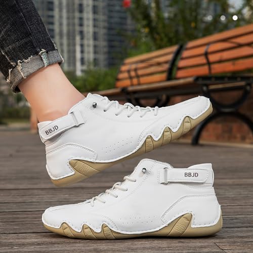 Image of baobeijiadao Men's Beck Shoes Waterproof Non Slip High Top Chukka Boots Handmade Suede Caual Outdoor Sneakers