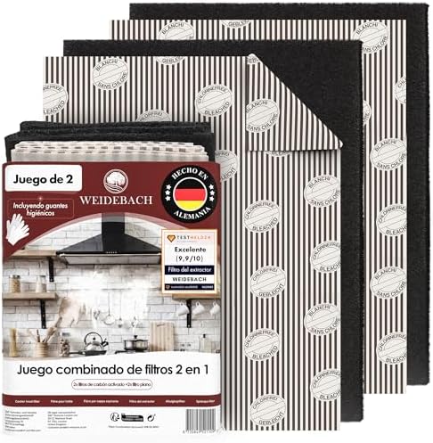 Filtres Plats Pour Hotte Aspirante WEIDEBACH - Lot De 2, 57x47 Cm, Découpables - Indicateur De Saturation