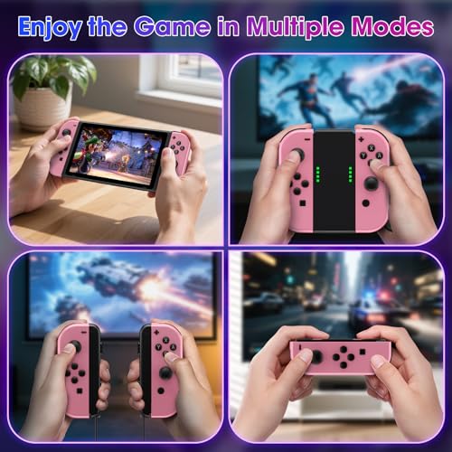 Sylphidara Replacement for Nintendo Switch Controller, Switch Controllers Compatible with Nintendo Switch/OLED/Lite, Support Dual Vibration/6-Axis Gyro/Motion Control/Wake-up Pink-Pink - Image 6