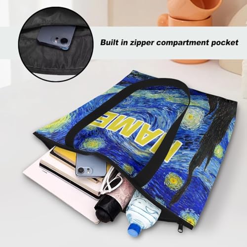 Image of Art Lover Zippered Tote Bag Waterproof Large Work Tote Bags, Artwork Women's Purse Handbags Travel Totes