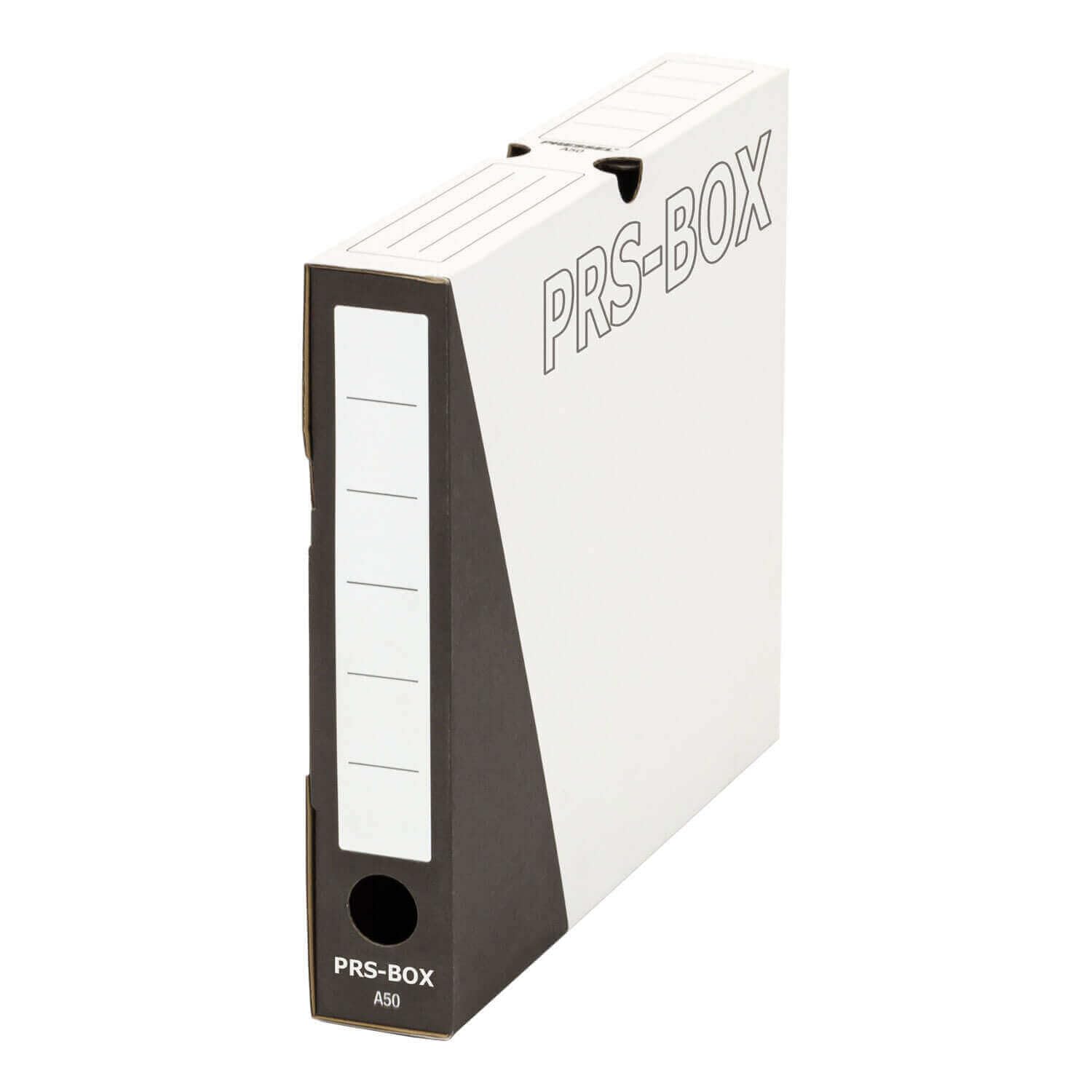 PRS Ablagebox F50, Archivschachtel, Schwarz/weiß, 50mm, 30 Stück | Archivbox, Dokumetenbox, Aktenablage, Briefablage, ident zur PRESSEL Ablagebox
