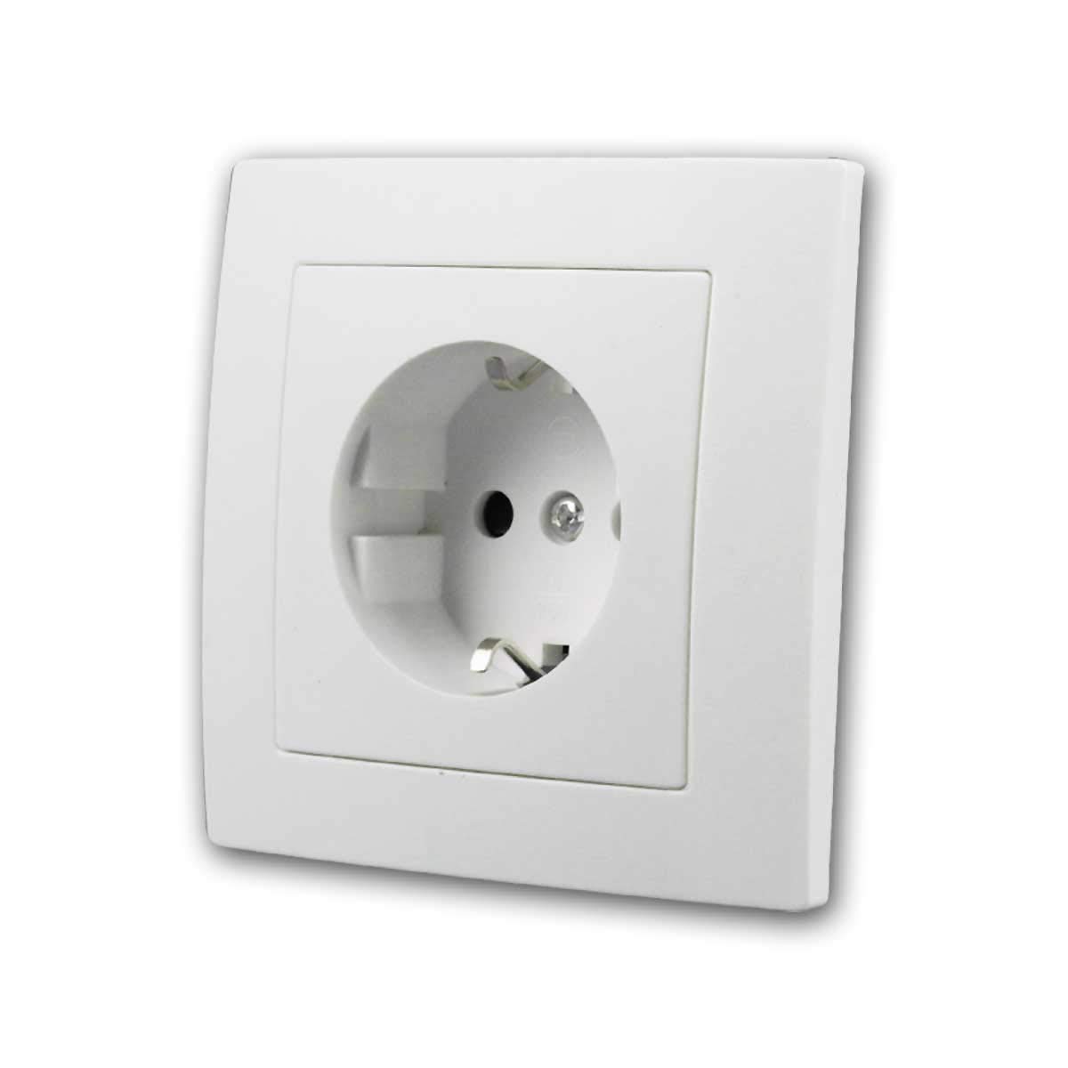 Pack de 20 bases de enchufe FLAIR, blanco, 250V/16A, UP, conexión clamp, con marco, base de empotrar