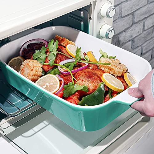 Happy Kitchen Ceramic Baking Dish, Ceramic Bakeware Set Of 3 Piece, 9 X 13 Inch Rectangular Bakeware Set, Lasagna Pans For Oven, Microwave, Cooking, Casserole Dish And Daily Use, Mint Green #TOP2