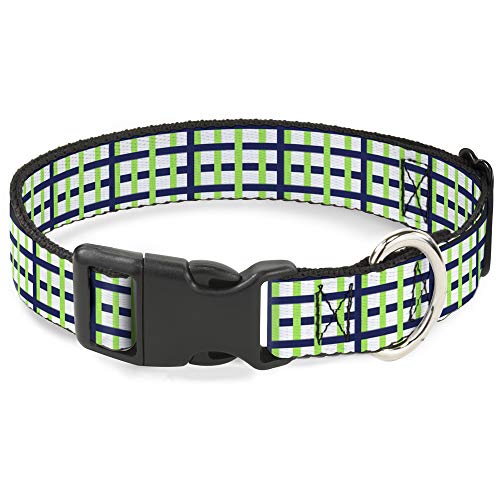 Collar de clip de plástico para perro Buckle-Down azul y verde 2