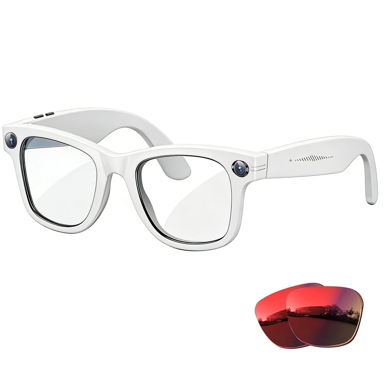 AI Smart Glasses with Camera, 8MP HD Camera Glasses, Bluetooth Glasses, Voice Assistant, Real-Time Translation White