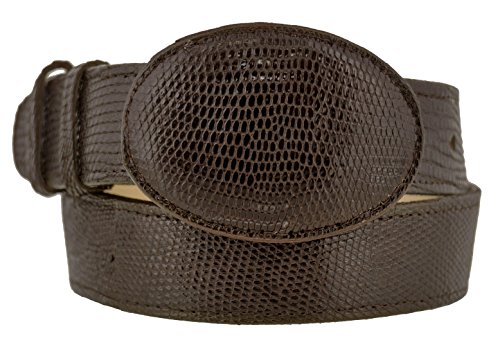 Mens Brown Western Cowboy Belt Real Teju Lizard Skin Rodeo Buckle