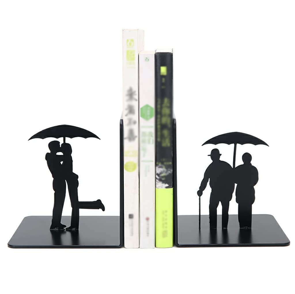 Book Ends Stainless Steel Bookends, Heavy Decorative Book Stoppers With Non-Skid Bottom, Ends For Shelves, Bookend Support Decor For Home Office(D)