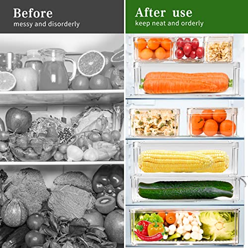 Yustuf 10-Pack Clear Stackable Refrigerator Organizer Bins With 4 Liners, Plastic Pantry Organization And Storage Bins With Lids Vegetable Fruit Storage Containers For Fridge #TOP1