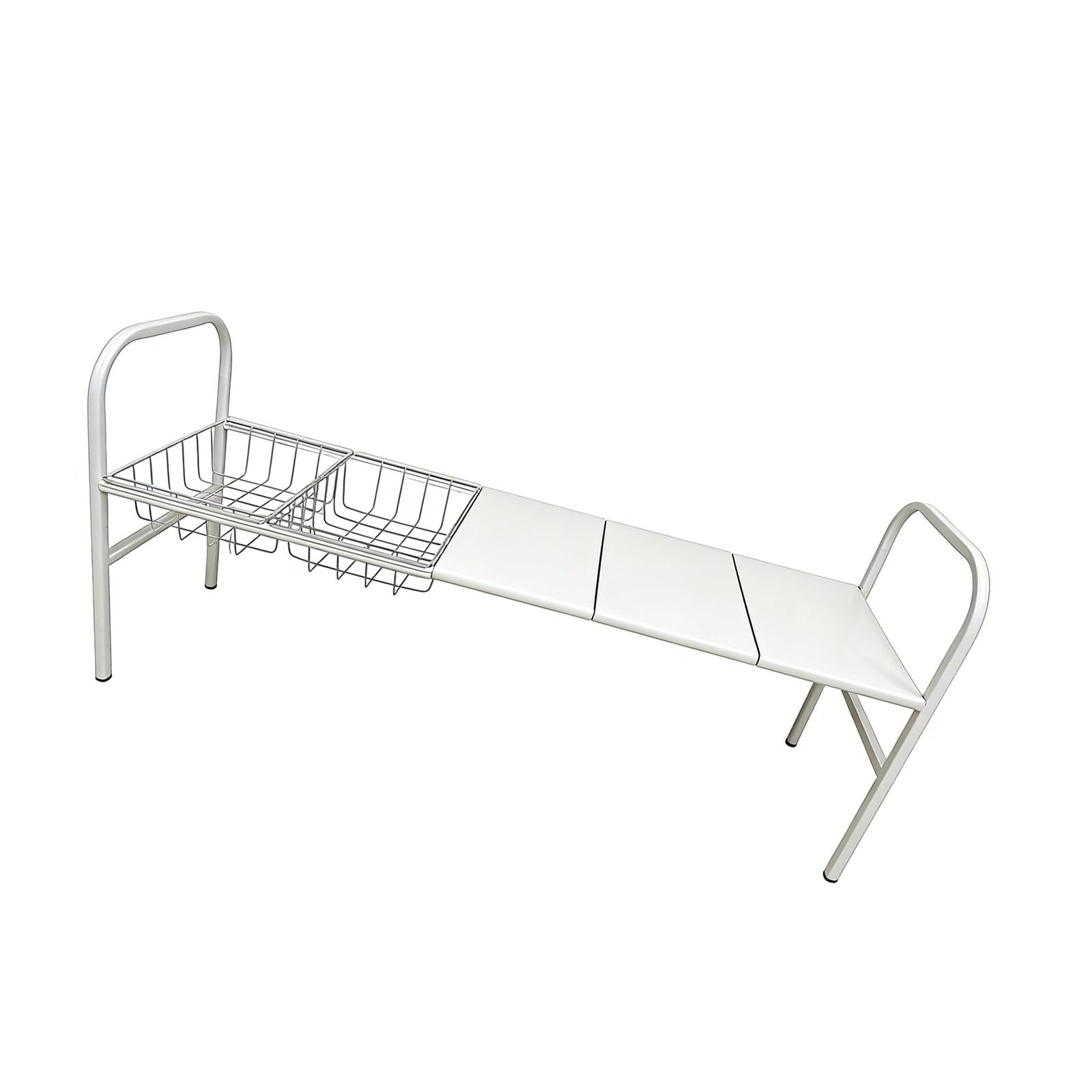 Kaeltsyn Kitchen Storage Rack with 3 Shelves 2 Baskets Adjustable Width for Utensil Management Store Planner