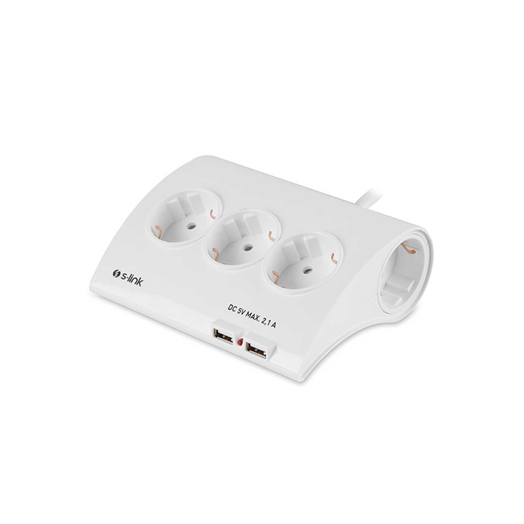 S-Link SPG9-5-15 Spine di gruppo desktop a cinque tipi con protezione corrente e 2 prese di ricarica USB 2.1A