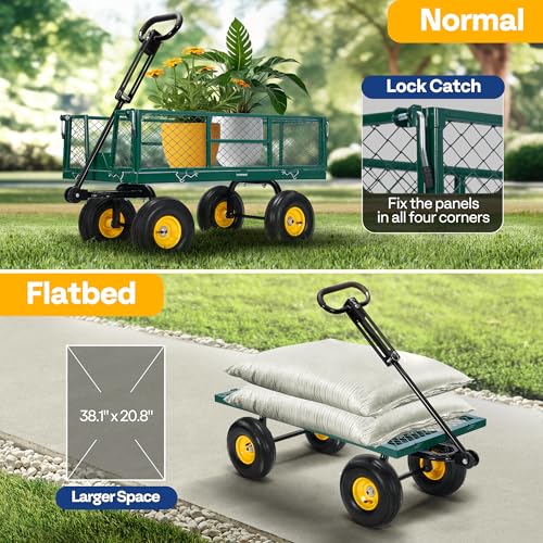 Image of VIVOHOME Steel Garden Cart Heavy Duty 900 LBS 4.5 Cu Ft Utility Wagon