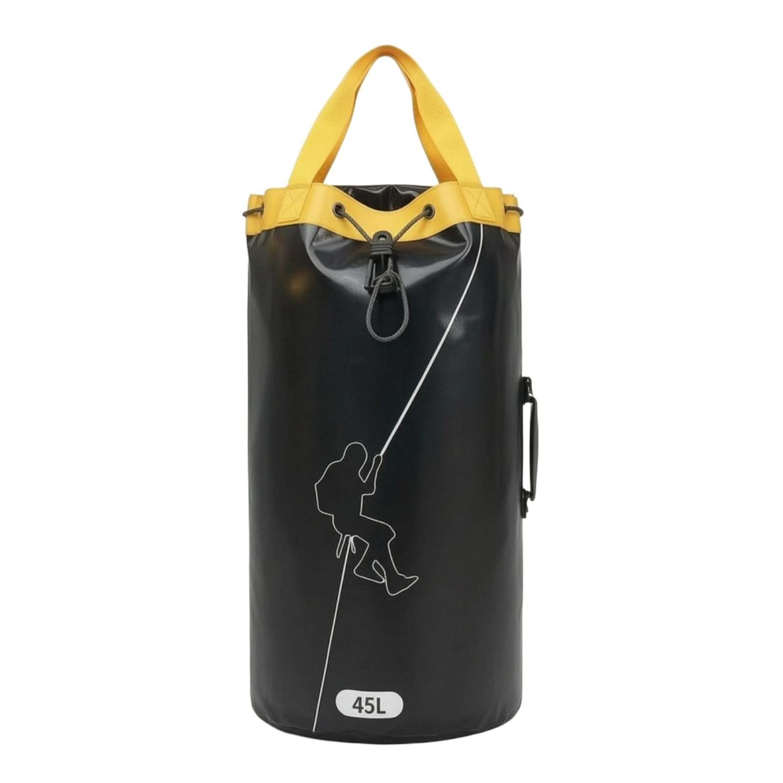 Zaino da Arrampicata Borsa Corda Sacco Attrezzatura Custodia Cilindrica 45 L in PVC a Maglia con Coulisse Corde Ordinate Maniglia Laterale Compatto