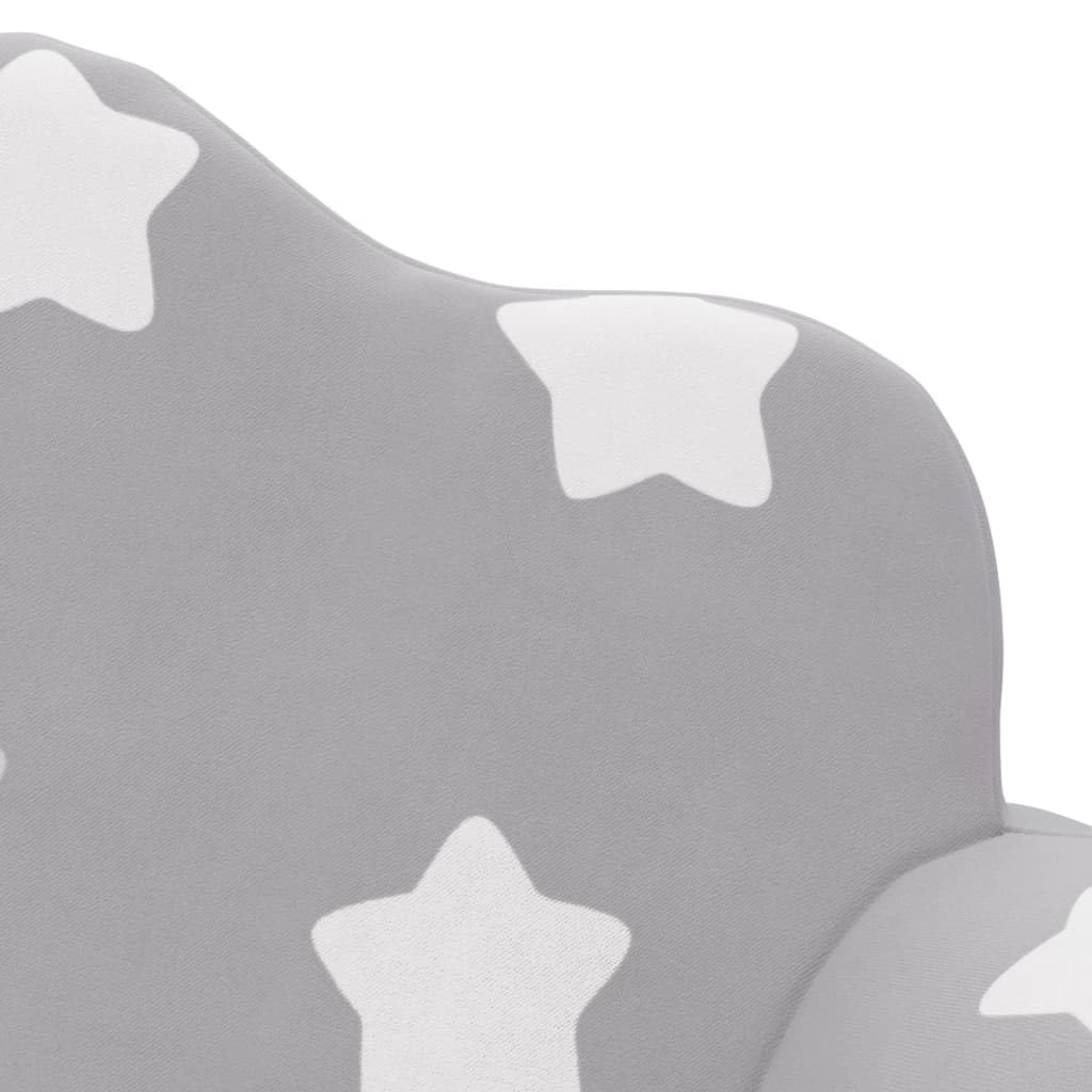 vidaXL Sofá de Niños de 2 Plazas, Sillón con Reposabrazos, Mini Sofá Infantil, Sofá para Dormitorio Sala Juegos, Felpa Suave Gris Claro con Estrellas